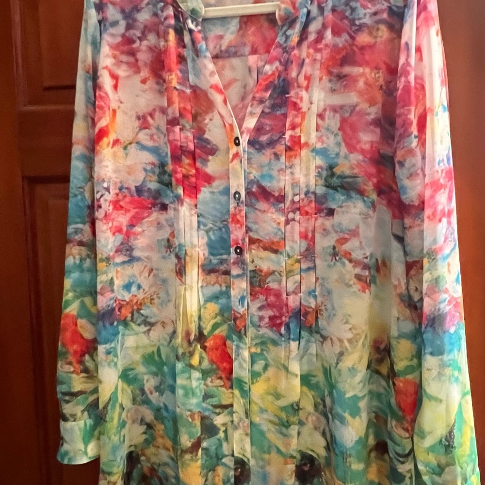 Soft Surroundings Multicolor Button-Up Blouse in 2X.